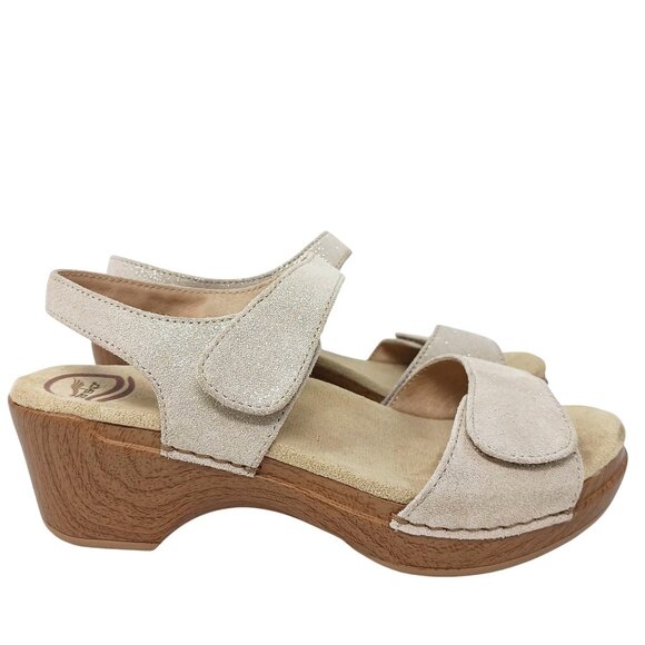 Dansko Sonnet Sandals Size 39 Platform Glitter Adjustable Straps - Picture 1 of 13